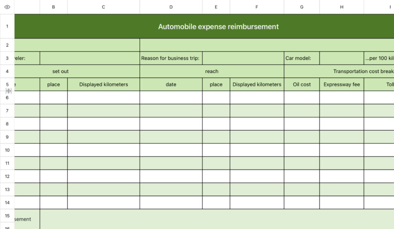 Car expense reimbursement form 1